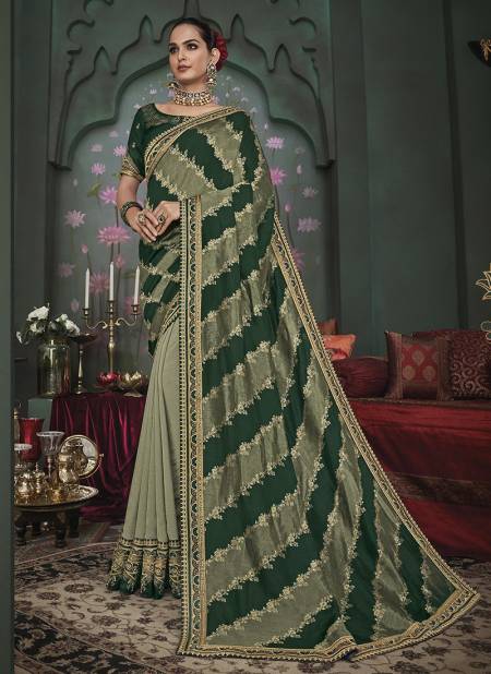 Green BK Vanya 3100 Fancy Latest Designer Festive Wear Heavy Satin Saree Collection 3105